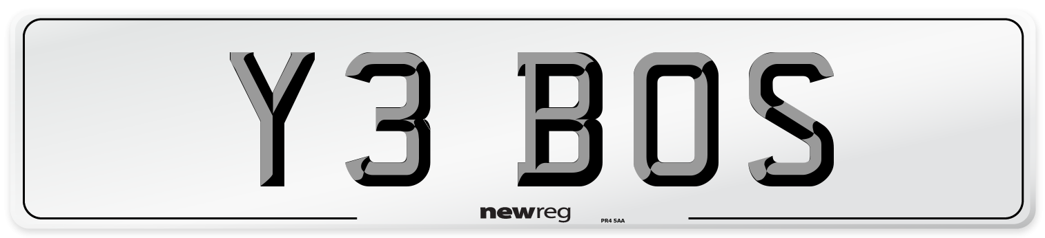 Y3 BOS Number Plate from New Reg